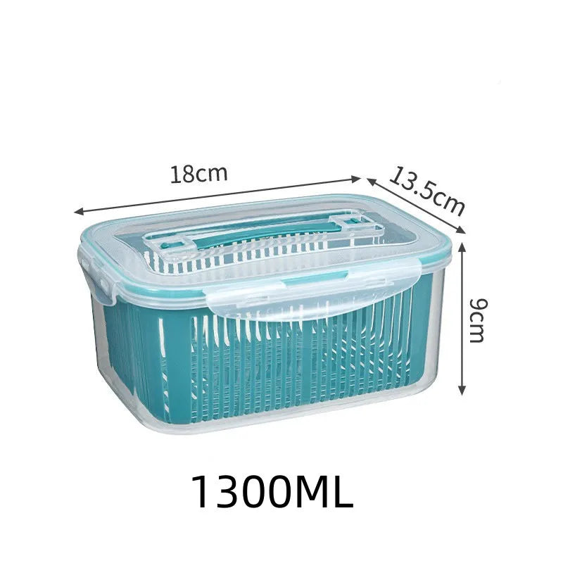 Stackable Fridge Organizer Boxes with Colander – Food Storage Containers Set