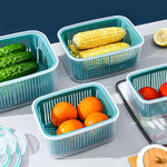 Stackable Fridge Organizer Boxes with Colander – Food Storage Containers Set