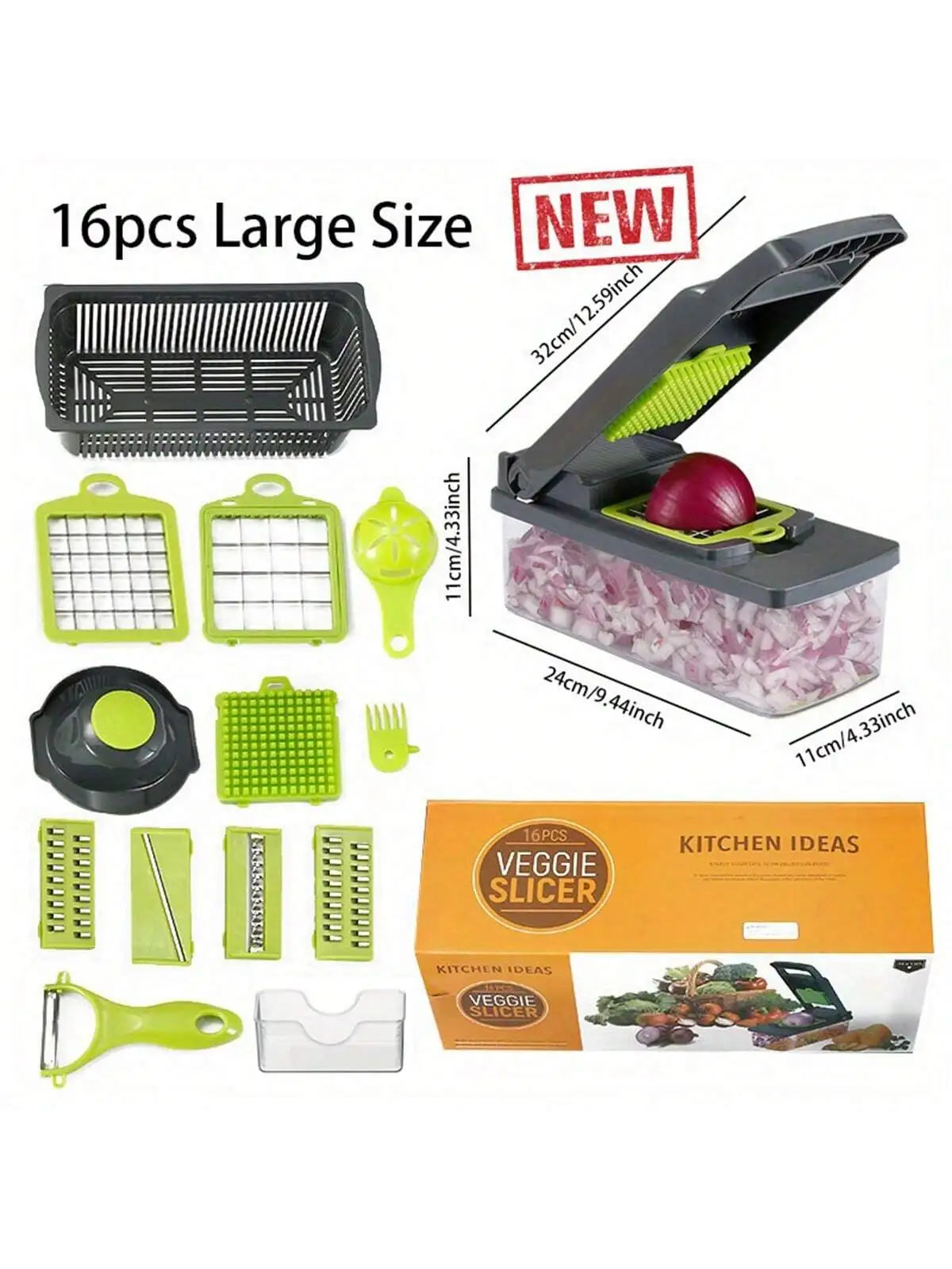 16pcs/Set Vegetable and Fruit Slicer Dicer Multifunctional - KitchenTouch