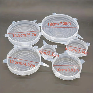 Reusable Eco-Friendly Silicone Food Covers – Stretchable Bowl & Container 6Pcs Lids