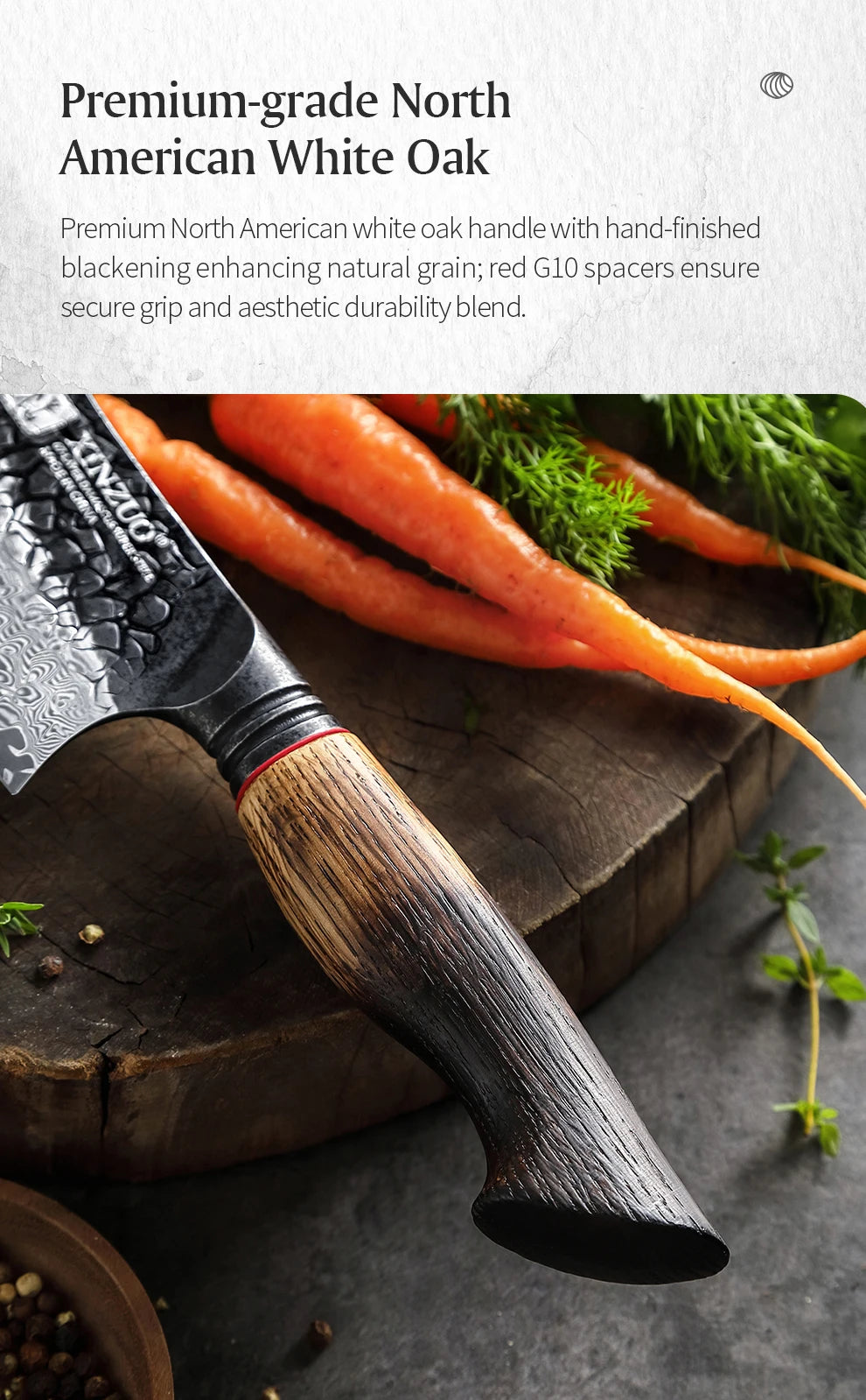Professional Chef Damascus Steel Knife Set With White Oak Handles - KitchenTouch