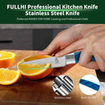 Ergonomic Stainless Steel Blue Resin Chef Knife With Sheath