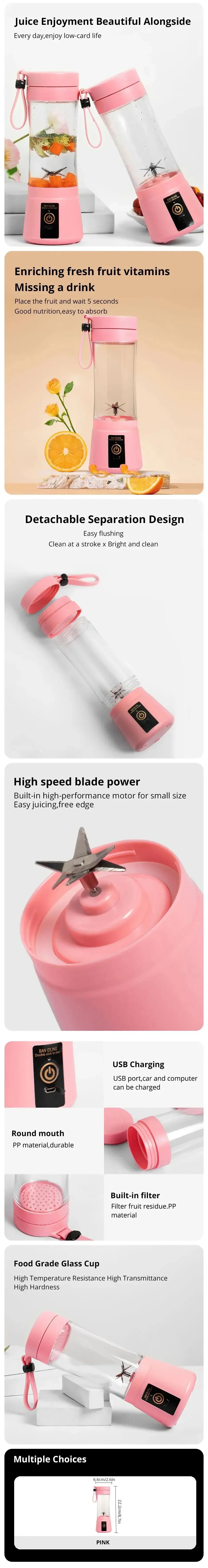Portable Electric Juicer Blender – USB Rechargeable Smoothie Maker