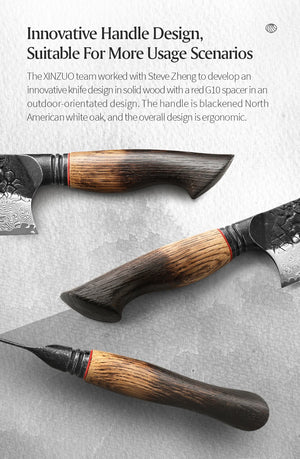 Professional Chef Damascus Steel Knife Set With White Oak Handles - KitchenTouch