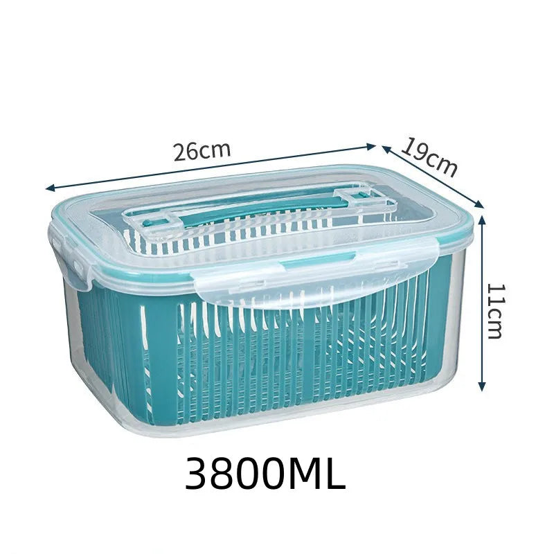 Stackable Fridge Organizer Boxes with Colander – Food Storage Containers Set