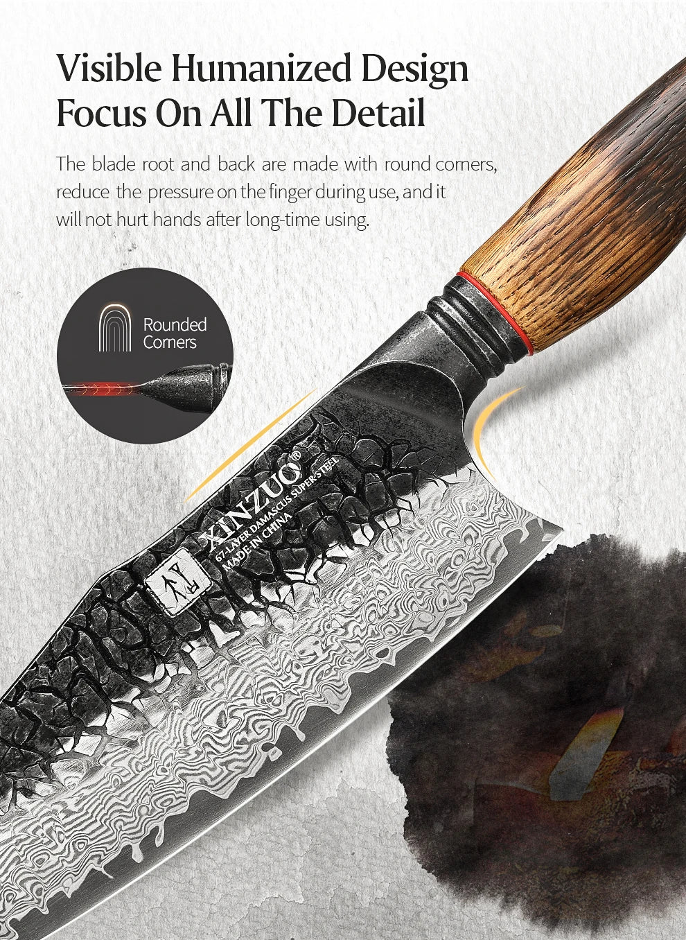 Professional Chef Damascus Steel Knife Set With White Oak Handles - KitchenTouch