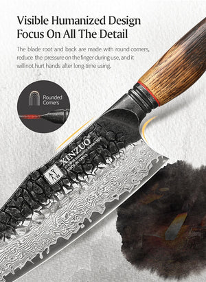 Professional Chef Damascus Steel Knife Set With White Oak Handles - KitchenTouch