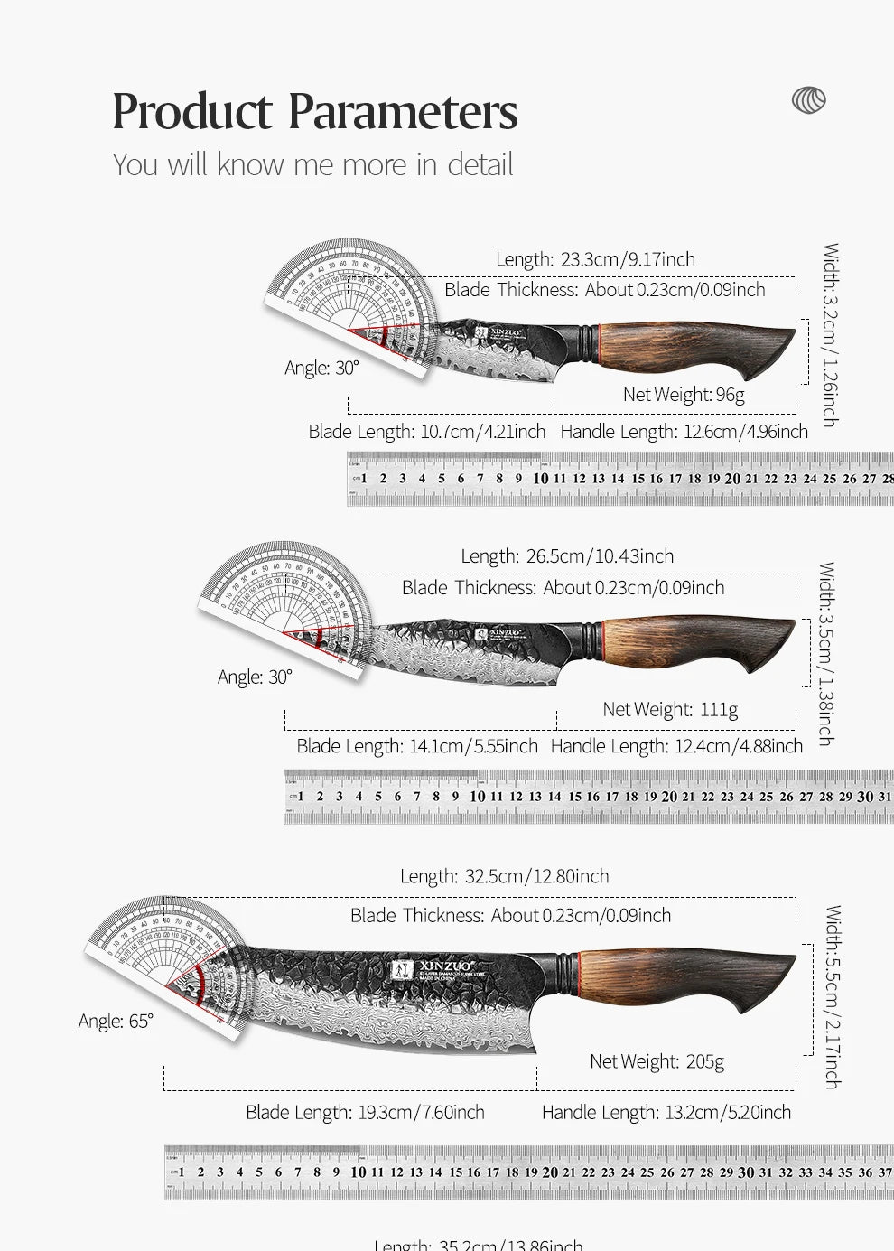 Professional Chef Damascus Steel Knife Set With White Oak Handles - KitchenTouch