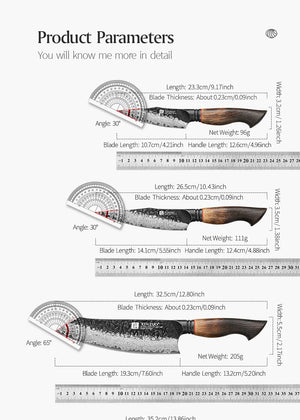 Professional Chef Damascus Steel Knife Set With White Oak Handles - KitchenTouch