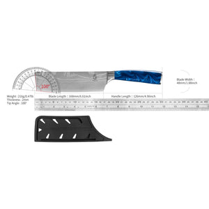Ergonomic Stainless Steel Blue Resin Chef Knife With Sheath