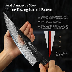 Professional Chef Damascus Steel Knife Set With White Oak Handles - KitchenTouch