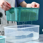 Stackable Fridge Organizer Boxes with Colander – Food Storage Containers Set