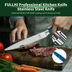 Ergonomic Stainless Steel Blue Resin Chef Knife With Sheath