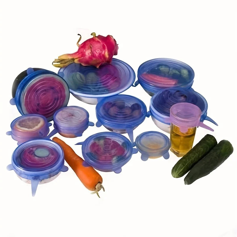 Reusable Eco-Friendly Silicone Food Covers – Stretchable Bowl & Container 6Pcs Lids