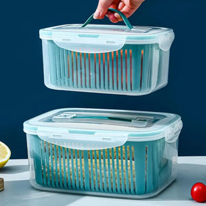 Stackable Fridge Organizer Boxes with Colander – Food Storage Containers Set