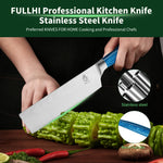 Ergonomic Stainless Steel Blue Resin Chef Knife With Sheath