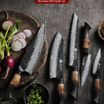 Professional Chef Damascus Steel Knife Set With White Oak Handles - KitchenTouch