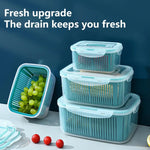 Stackable Fridge Organizer Boxes with Colander – Food Storage Containers Set