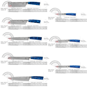 Ergonomic Stainless Steel Blue Resin Chef Knife With Sheath