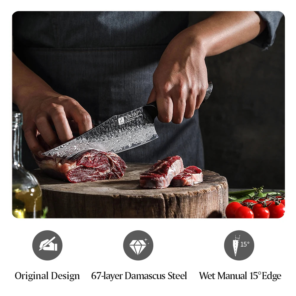 Professional Chef Damascus Steel Knife Set With White Oak Handles - KitchenTouch