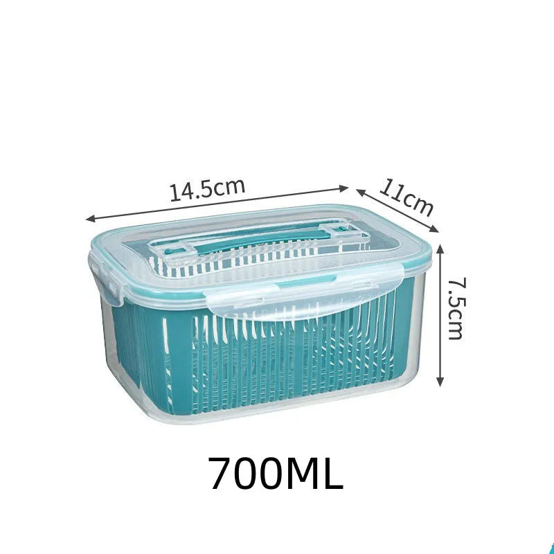 Stackable Fridge Organizer Boxes with Colander – Food Storage Containers Set