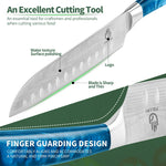 Ergonomic Stainless Steel Blue Resin Chef Knife With Sheath