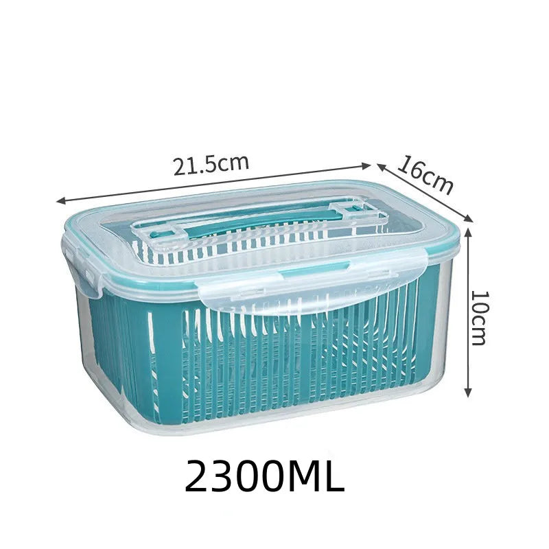 Stackable Fridge Organizer Boxes with Colander – Food Storage Containers Set