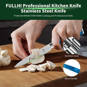 Ergonomic Stainless Steel Blue Resin Chef Knife With Sheath
