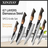 Professional Chef Damascus Steel Knife Set With White Oak Handles - KitchenTouch
