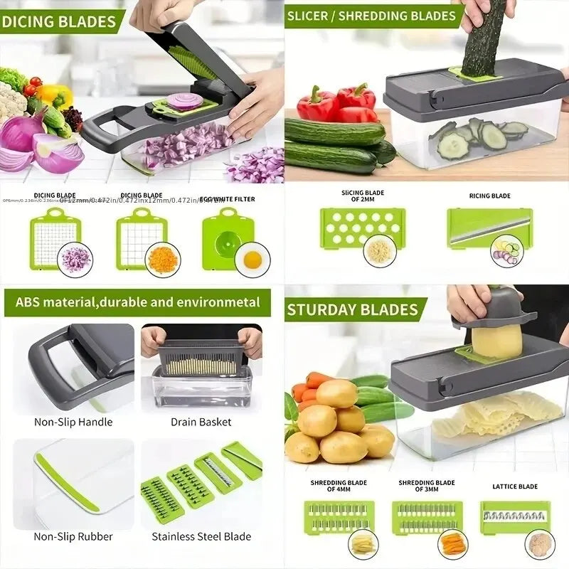 16pcs/Set Vegetable and Fruit Slicer Dicer Multifunctional - KitchenTouch