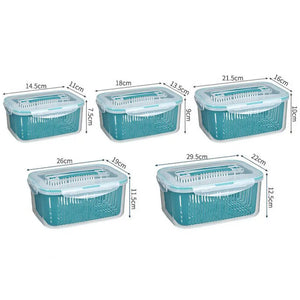 Stackable Fridge Organizer Boxes with Colander – Food Storage Containers Set