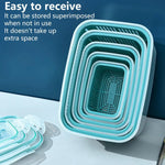 Stackable Fridge Organizer Boxes with Colander – Food Storage Containers Set