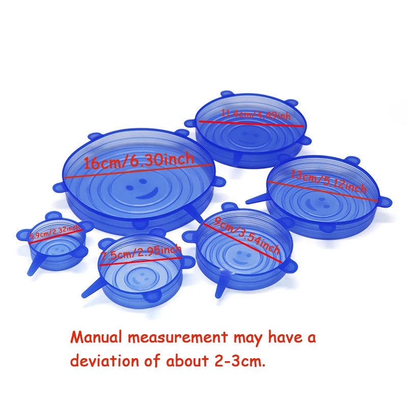 Reusable Eco-Friendly Silicone Food Covers – Stretchable Bowl & Container 6Pcs Lids