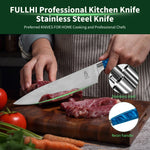 Ergonomic Stainless Steel Blue Resin Chef Knife With Sheath