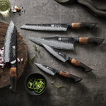 Professional Chef Damascus Steel Knife Set With White Oak Handles - KitchenTouch