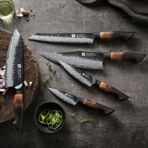 Professional Chef Damascus Steel Knife Set With White Oak Handles - KitchenTouch
