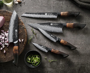 Professional Chef Damascus Steel Knife Set With White Oak Handles - KitchenTouch