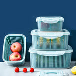 Stackable Fridge Organizer Boxes with Colander – Food Storage Containers Set
