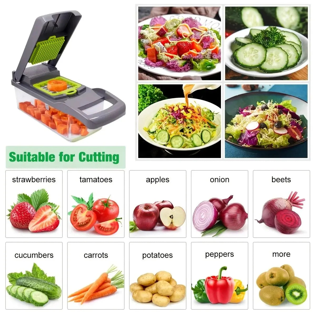 16pcs/Set Vegetable and Fruit Slicer Dicer Multifunctional - KitchenTouch