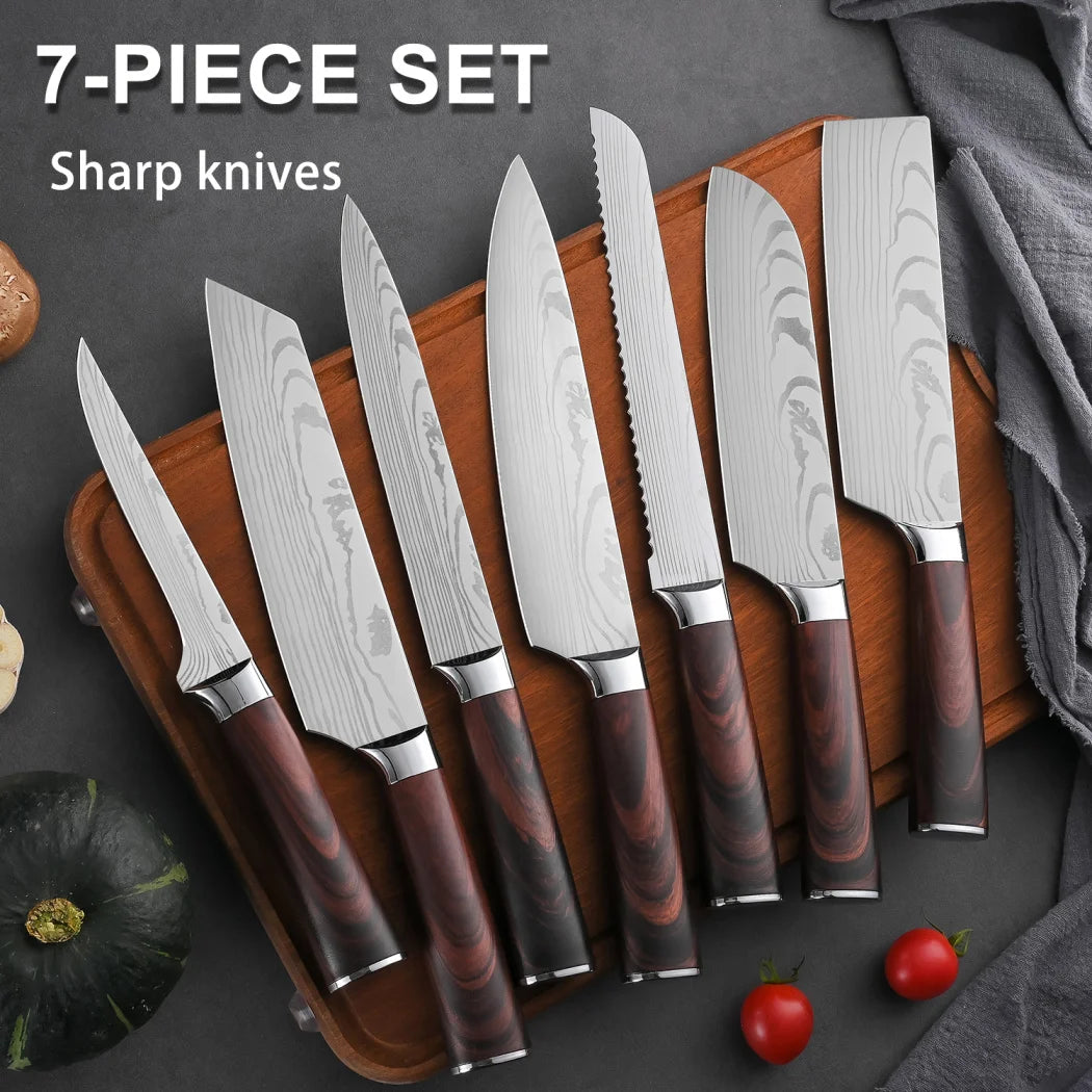 Stainless Steel Kitchen Knife Set – Multi-Functional Chef & Butcher Knives