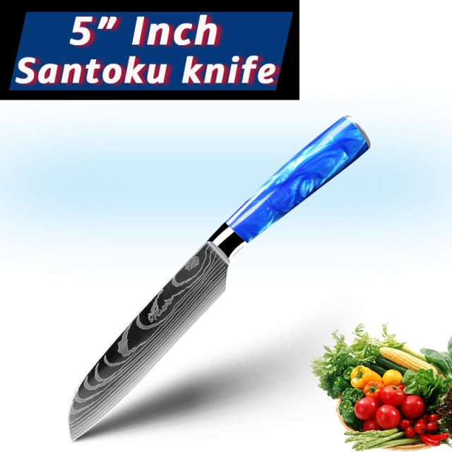 Blue Resin Sapphire Chef knife Set - KitchenTouch